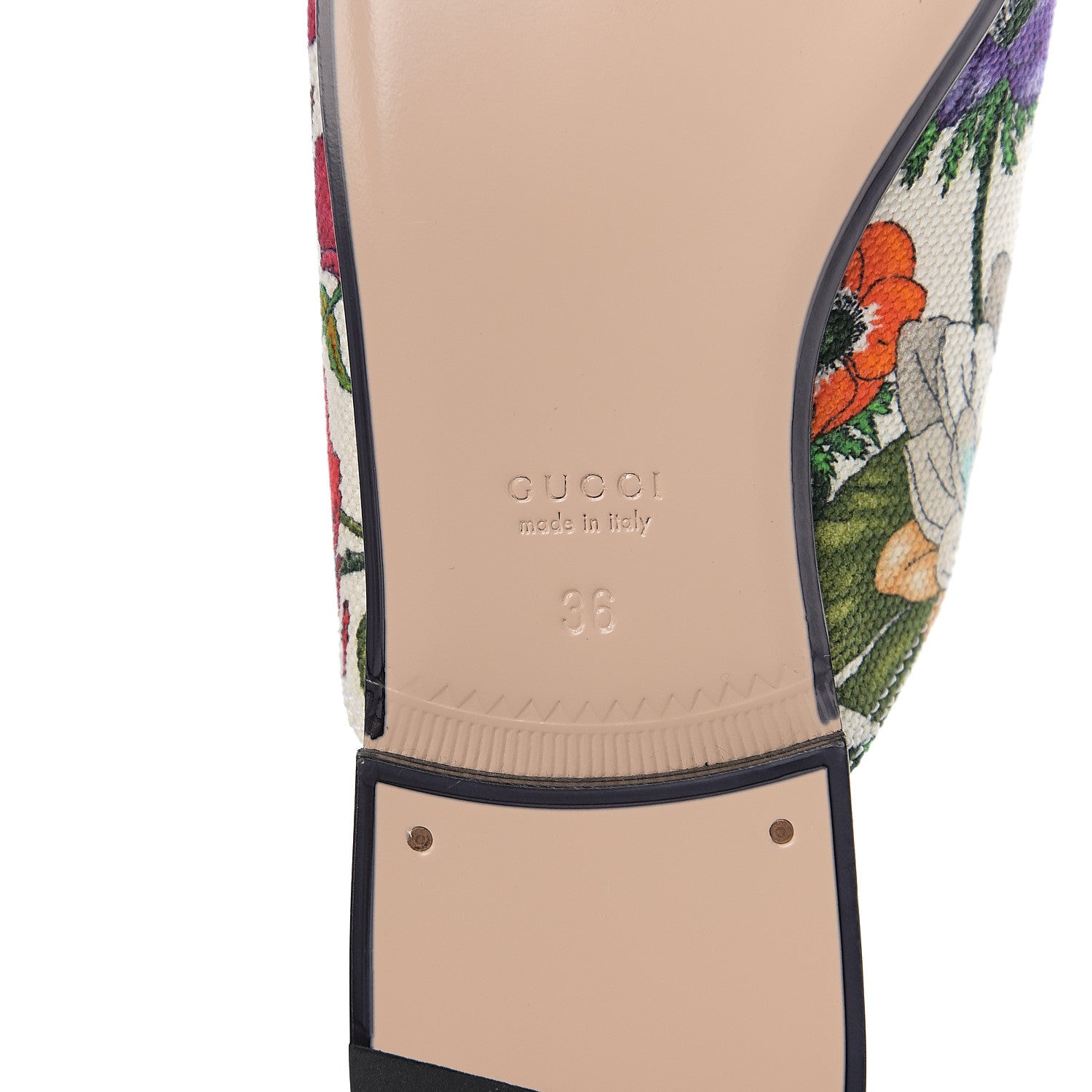 Gucci Canvas Flora Womens Princetown Slippers 36 White Multicolor 8 of 9