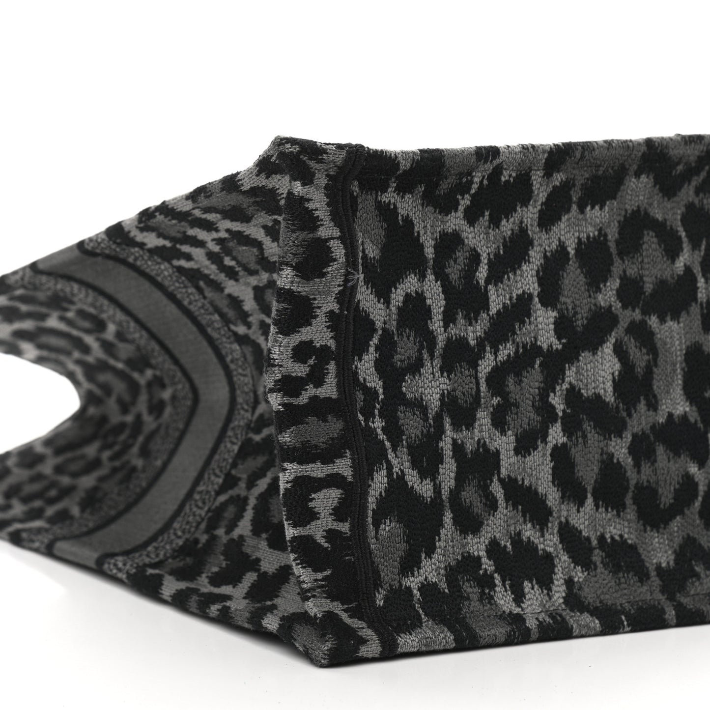 Canvas Embroidered Large Leopard Book Tote Grey