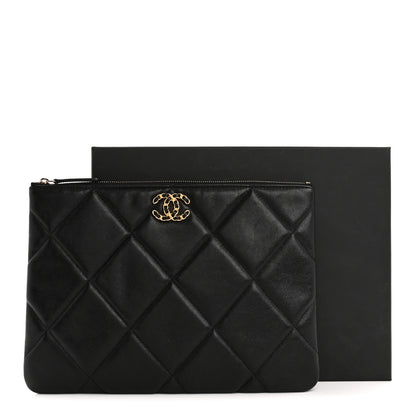Chanel Lambskin Quilted Large Chanel 19 Cosmetic Case Black 8 of 8