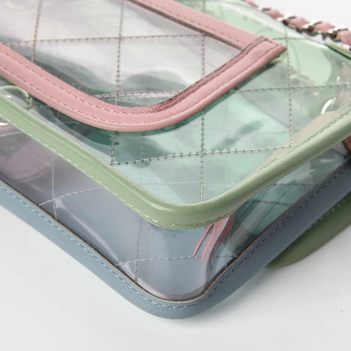 Lambskin PVC Quilted Mini Coco Splash Flap Blue Green