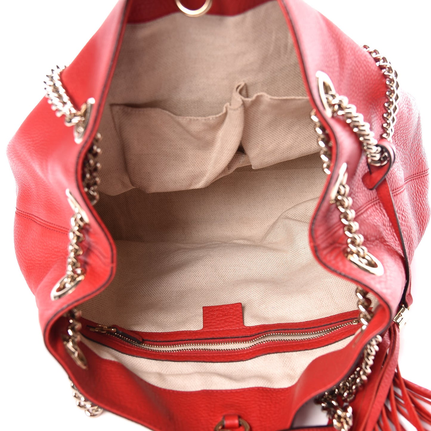 Pebbled Calfskin Medium Soho Chain Shoulder Bag Tabasco Red