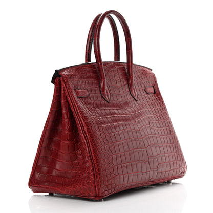 Hermes Matte Porosus Crocodile Birkin 35 Rouge H 3 of 11