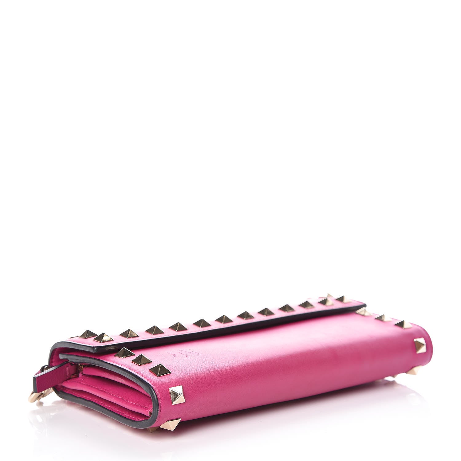 Valentino Garavani Calfskin Rockstud Wristlet Travel Wallet Fuxia 4 of 12