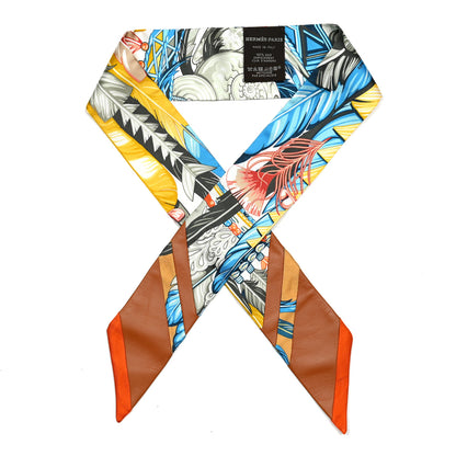 Hermes Silk Lambskin Danse Pacifique Twilly Jaune D'Or Kaki Orange 1 of 4