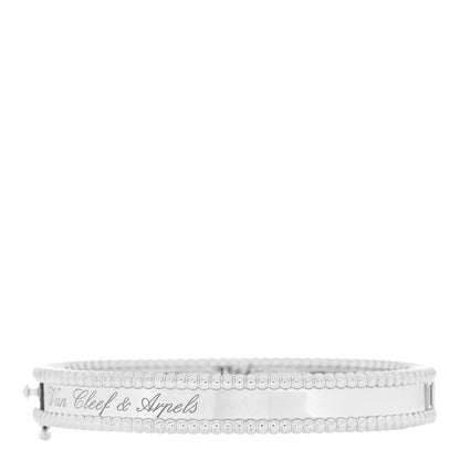Van Cleef & Arpels 18K White Gold Perlee Signature Bangle Bracelet XS 2 of 4