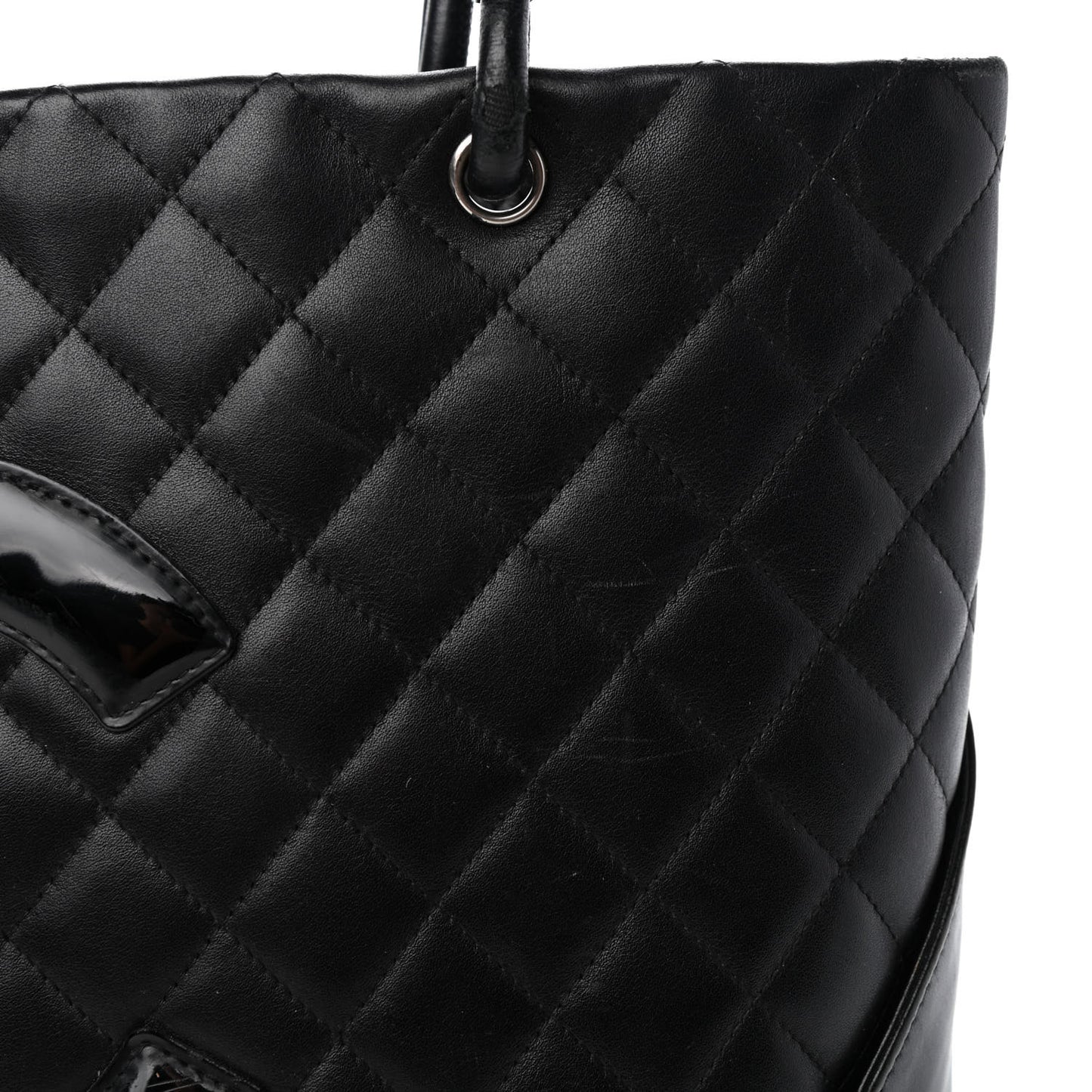 Calfskin Quilted Medium Cambon Tote Black