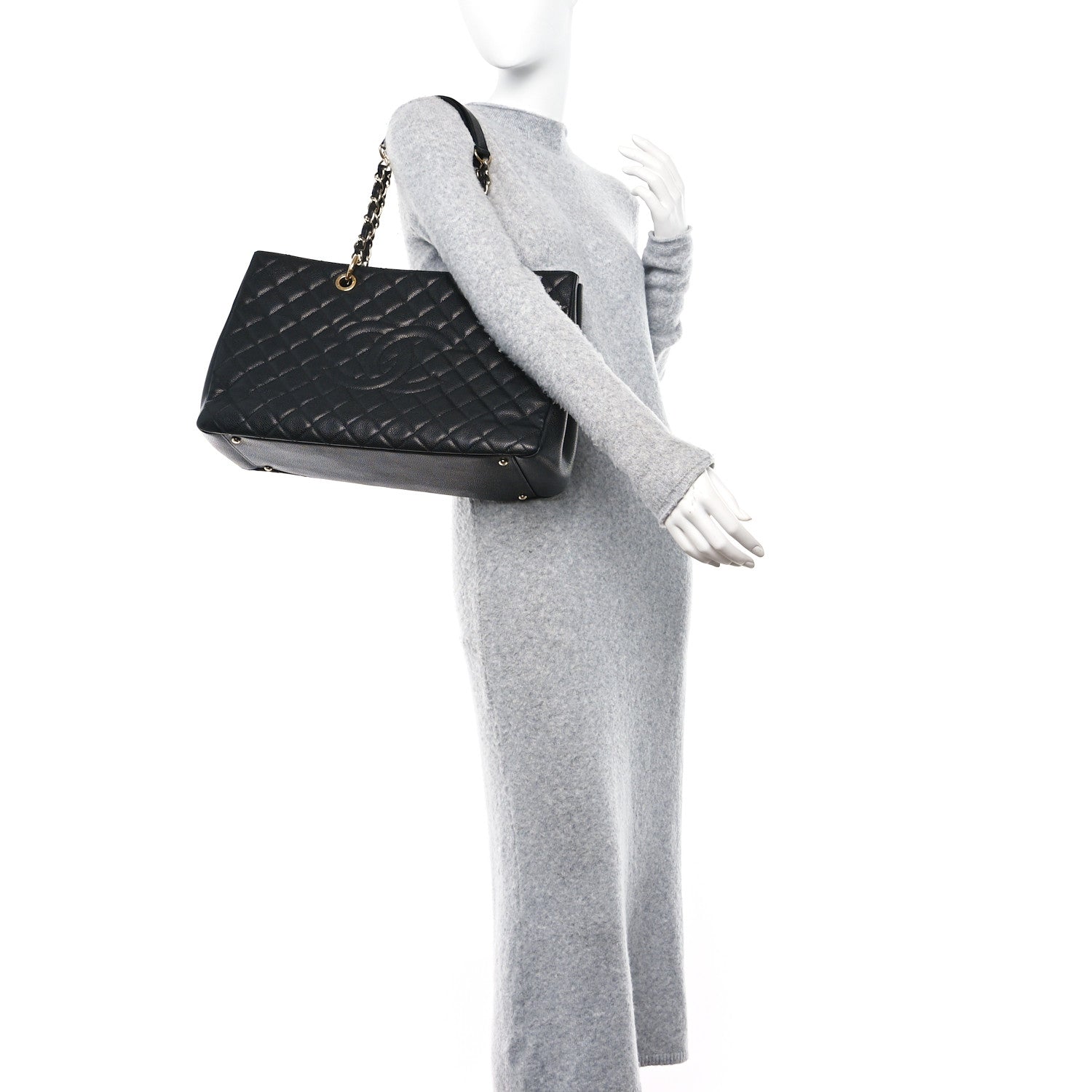 Chanel Caviar Quilted XL Grand Shopping Tote GST Black 2 of 12