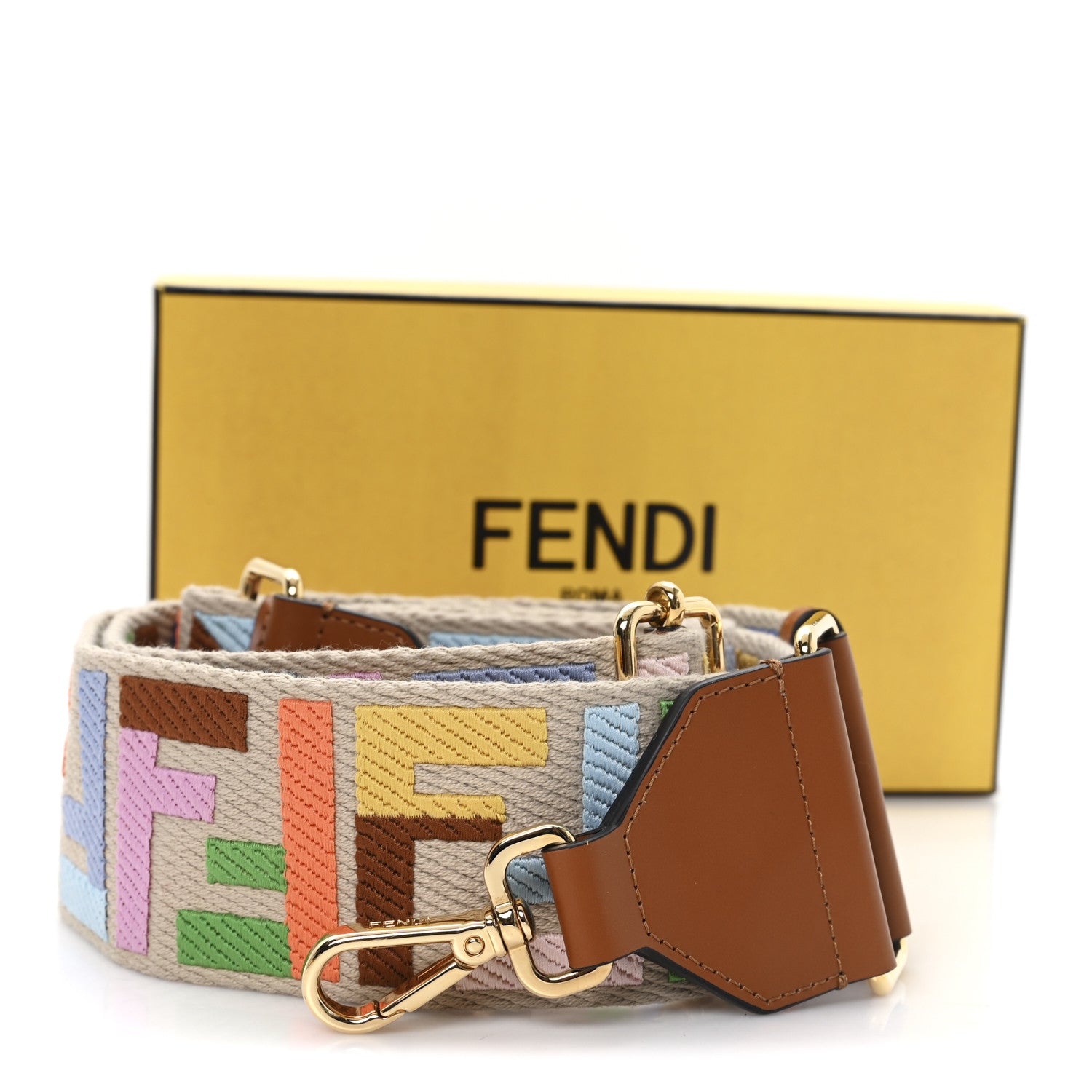 Fendi Canvas Calfskin FF 1974 Adjustable Strap You Multicolor Cuoio 4 of 4