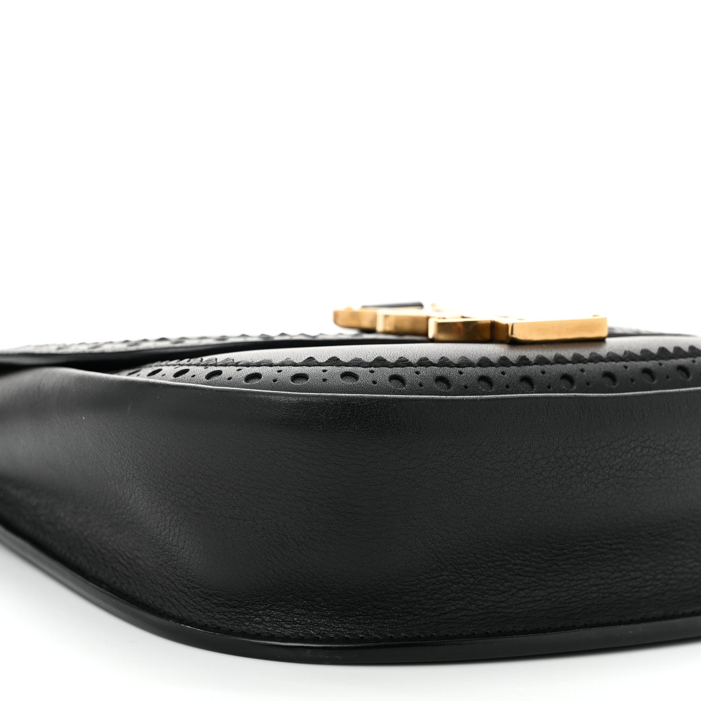 Smooth Calfskin Perforated Classic Monogram Small Kaia Satchel Black