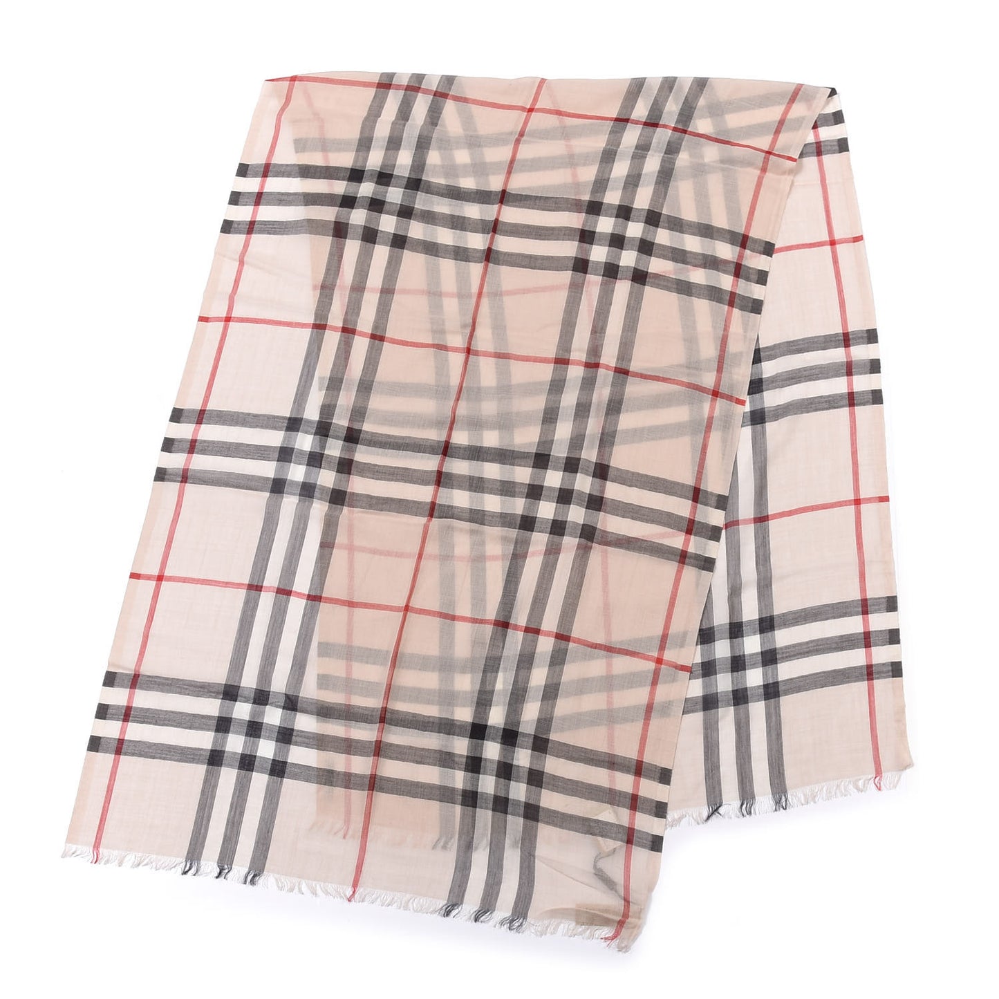 Wool Silk Gauze Giant Check Scarf Stone Check Stone