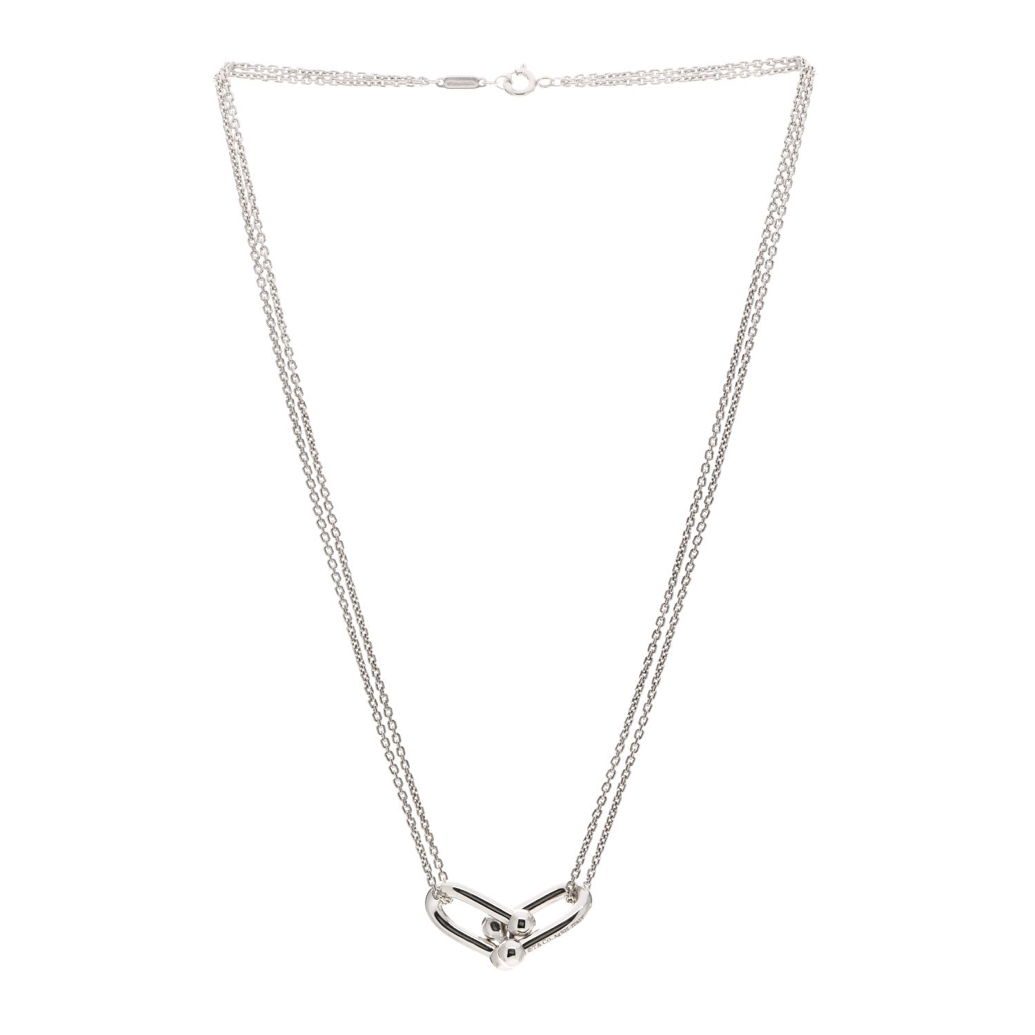 Tiffany Sterling Silver Double HardWear Link Pendant Necklace 3 of 5