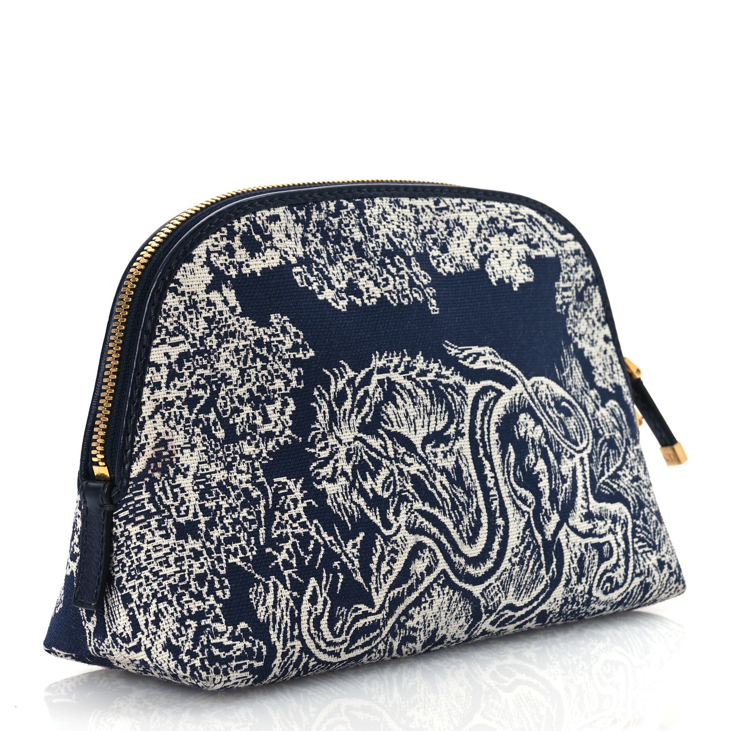 Christian Dior Embroidered Toile De Jouy 30 Montaigne Cosmetic Pouch Blue 3 of 9