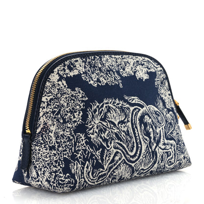 Christian Dior Embroidered Toile De Jouy 30 Montaigne Cosmetic Pouch Blue 3 of 9
