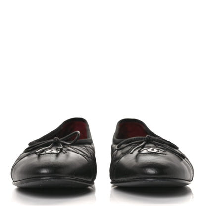 Chanel Aged Calfskin Quilted Cap Toe Ballerina Flats 40.5 Black 2 of 9