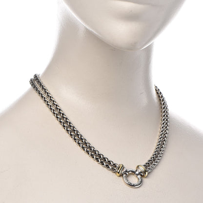 David Yurman Sterling Silver 18K Yellow Gold 8mm Double Wheat Chain Necklace 2 of 6