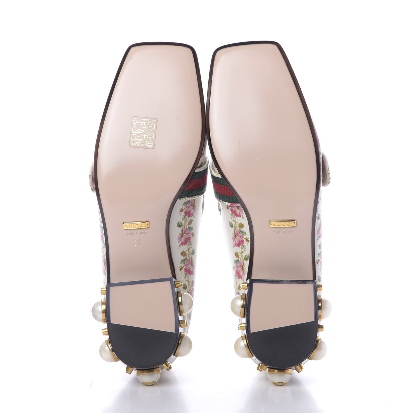 Calfskin Web Pearl Floral Embellished Peyton Loafer 39 White Multicolor