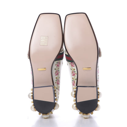 Gucci Calfskin Web Pearl Floral Embellished Peyton Loafer 39 White Multicolor 6 of 11