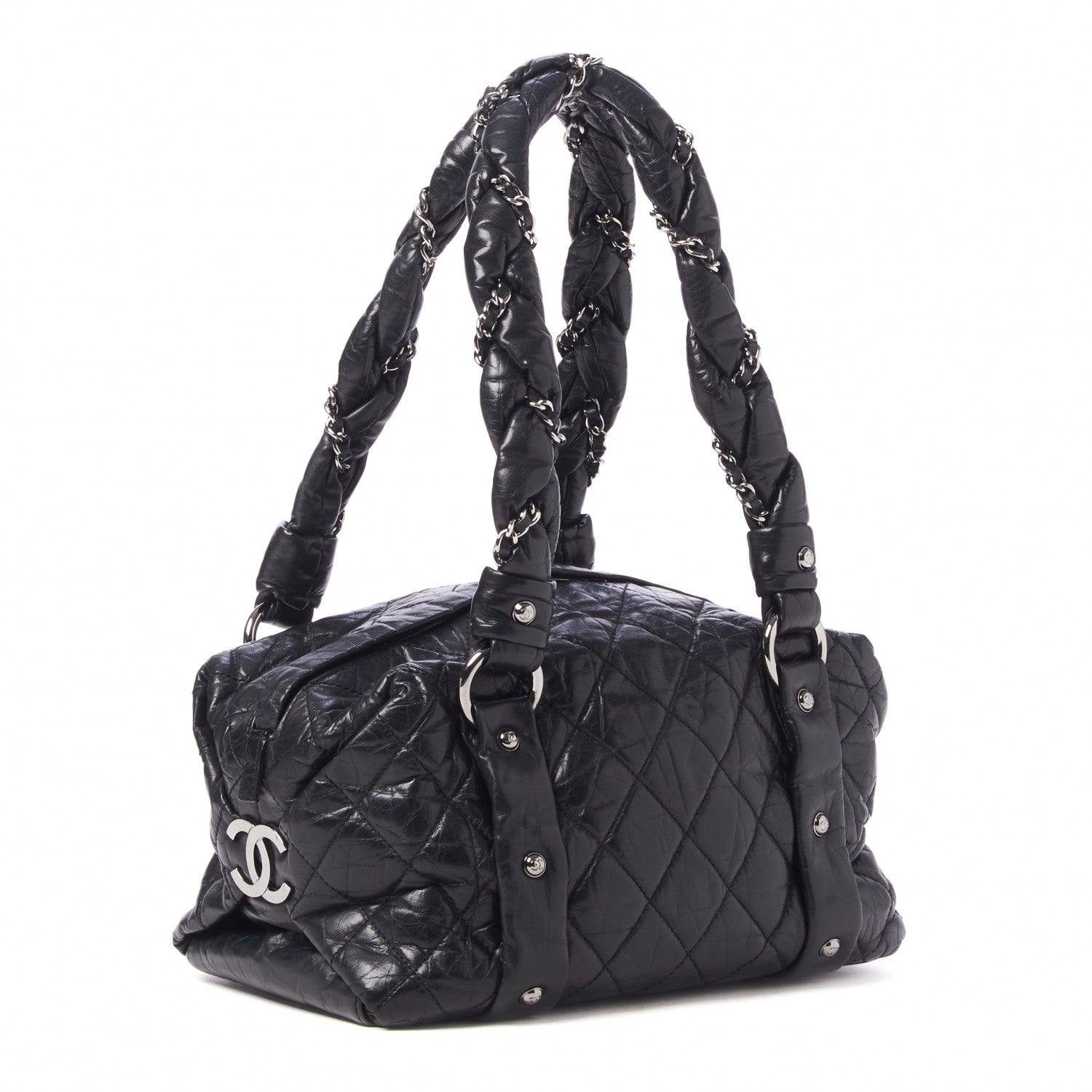 Chanel Distressed Lambskin Small Lady Braid Tote Black 3 of 9