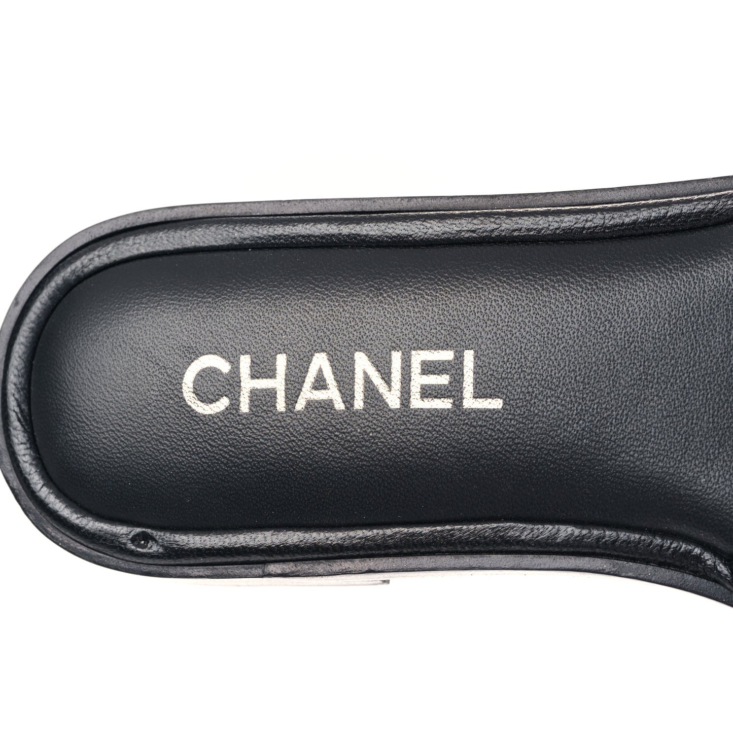 Shiny Goatskin Quilted CC Mules Sandals 39 Black