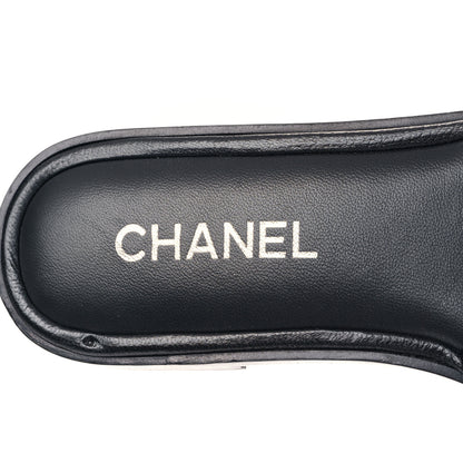 Chanel Shiny Goatskin Quilted CC Mules Sandals 39 Black 7 of 9
