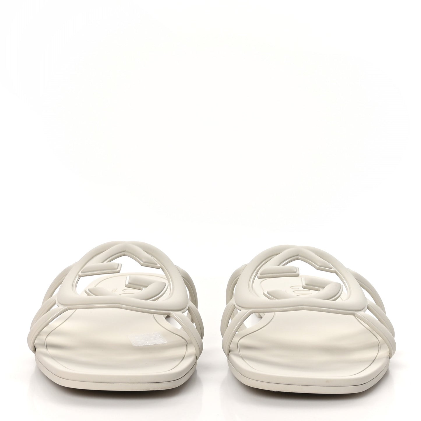 Rubber Interlocking G Womens Slide Sandals 40 Mystic White