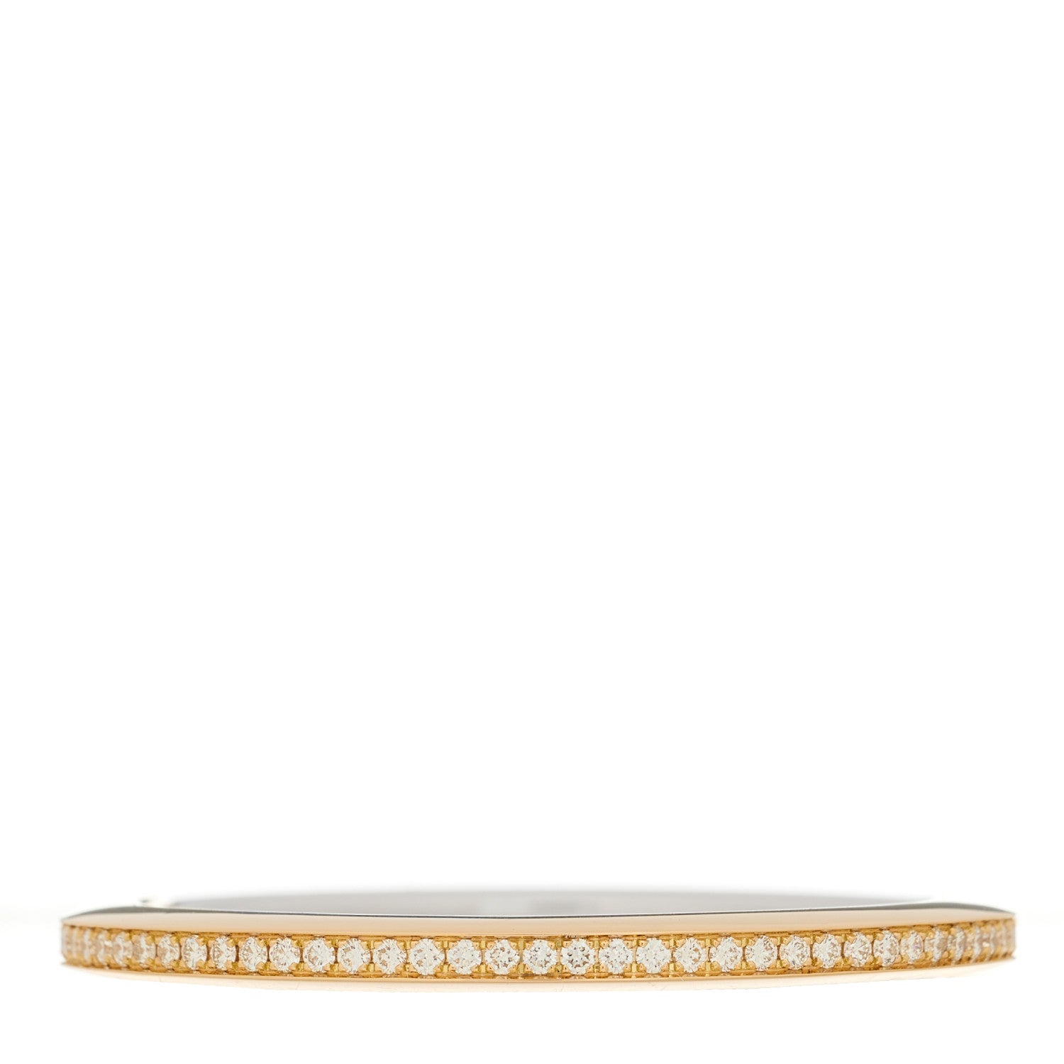 Tiffany 18K Yellow White Gold Diamond Narrow Tiffany Lock Half Pave Bangle Bracelet 3 of 6