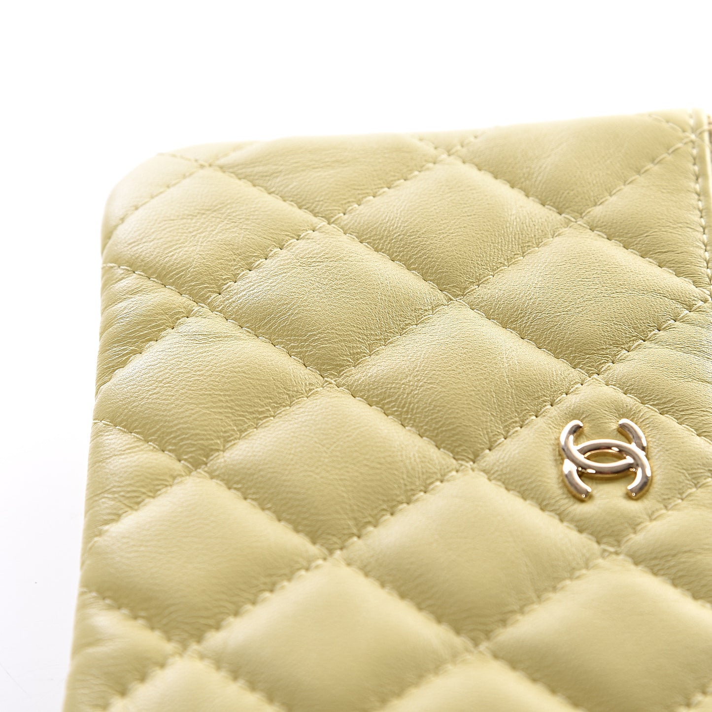 Lambskin Quilted Small Cosmetic Case Yellow