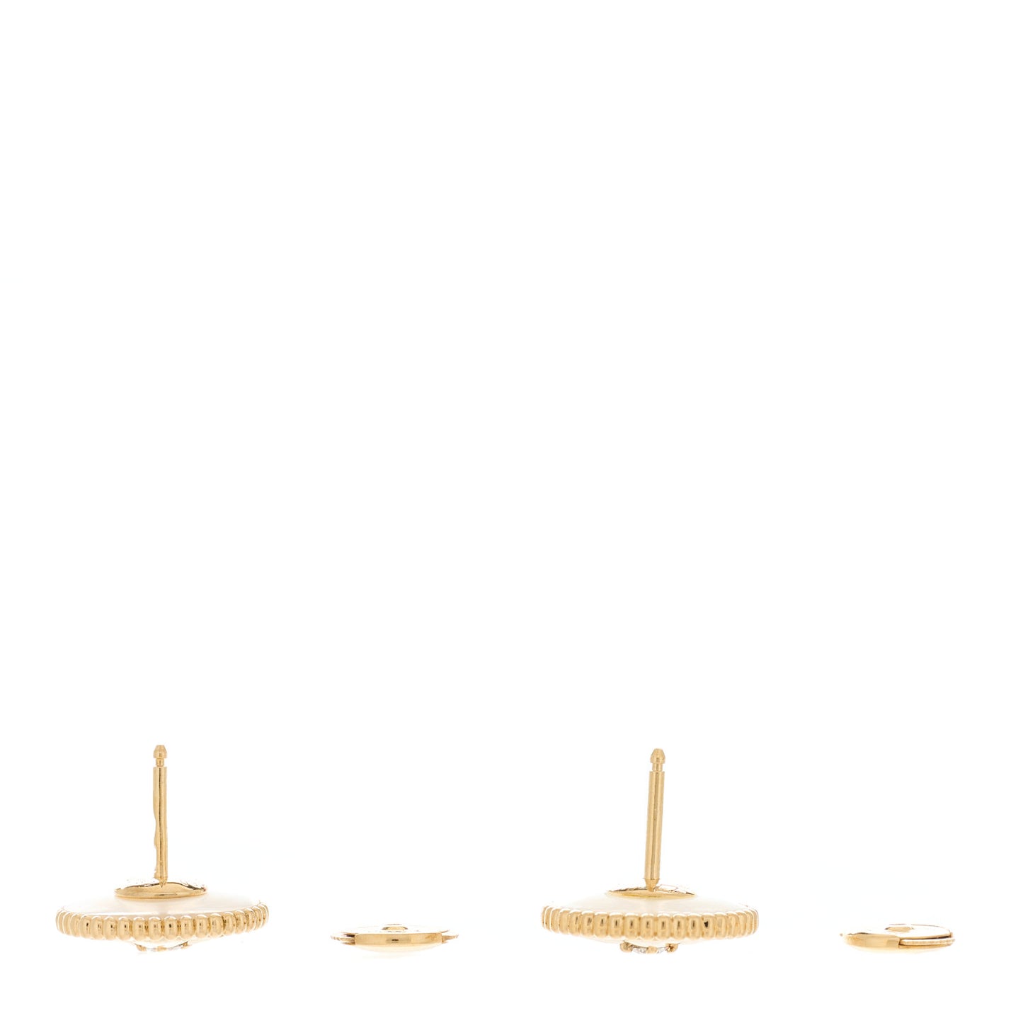 18K Yellow Gold Diamond Mother Of Pearl Large Rose Des Vents Earrings