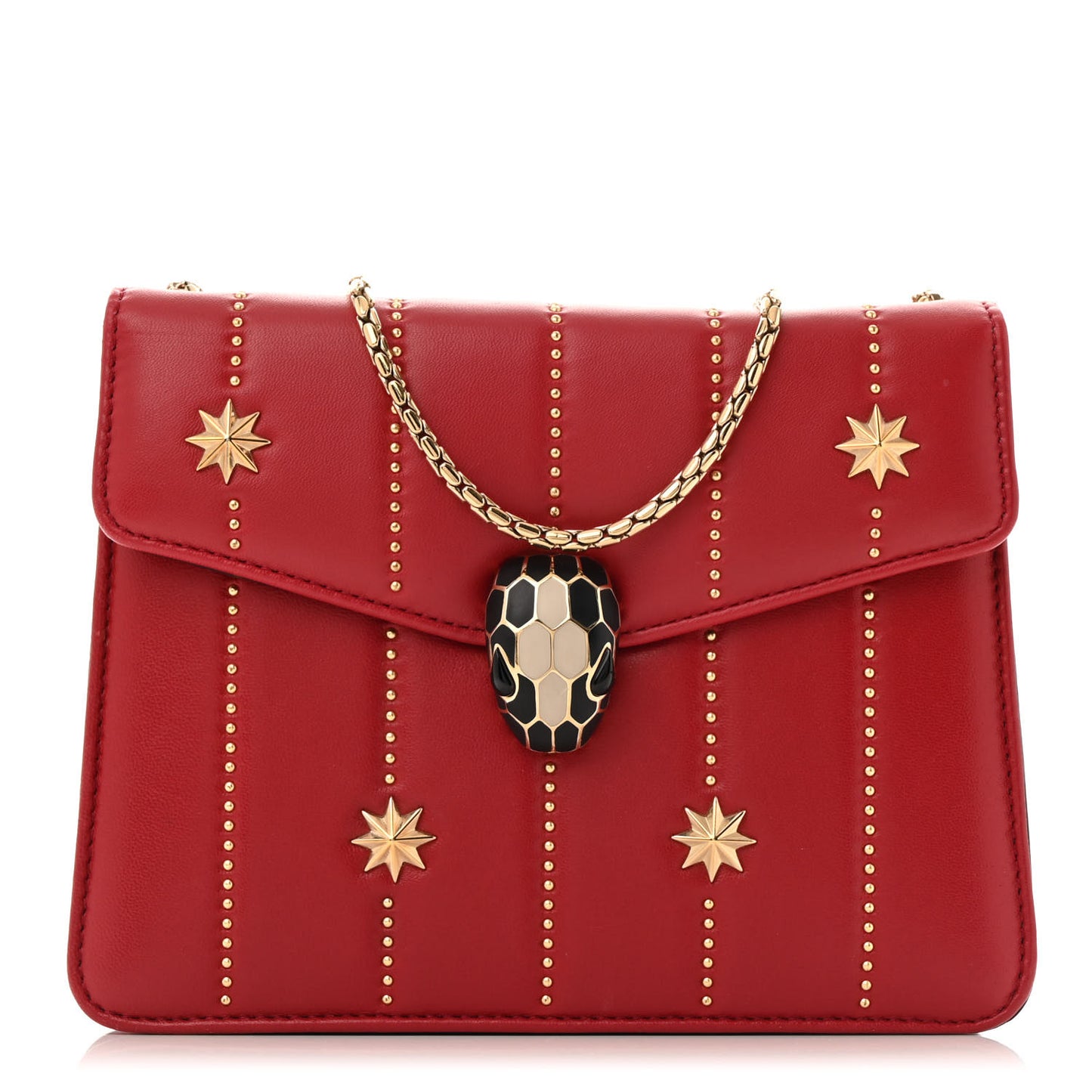 Calfskin Star Studded Serpenti Forever Crossbody Bag Red