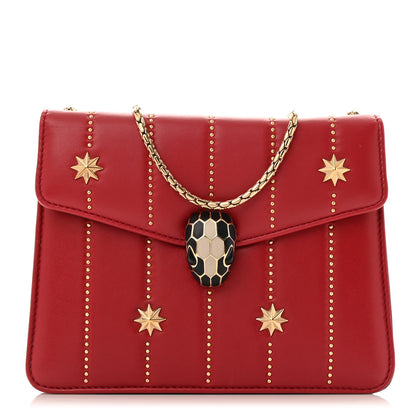 Bulgari Calfskin Star Studded Serpenti Forever Crossbody Bag Red 1 of 14