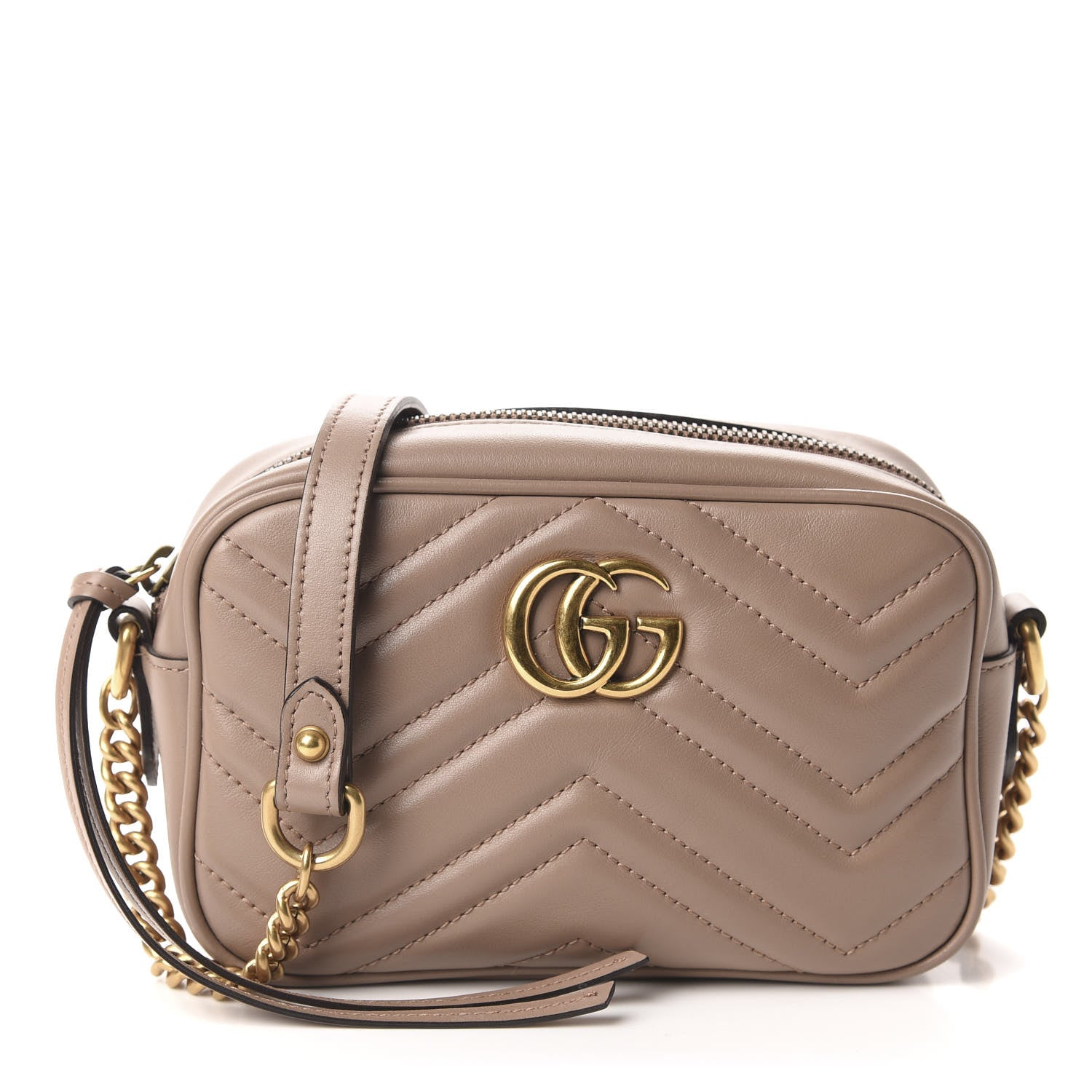 Gucci Calfskin Matelasse Mini GG Marmont Chain Shoulder Bag Porcelain Rose 1 of 11