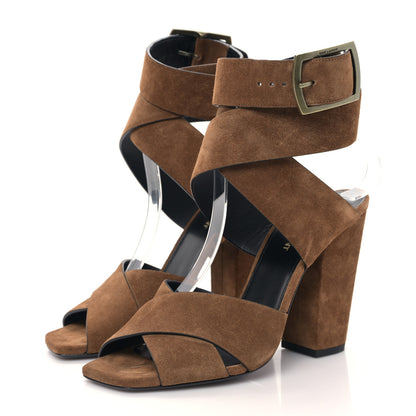 Saint Laurent Suede Oak Mule Sandals 40 Camel 3 of 9