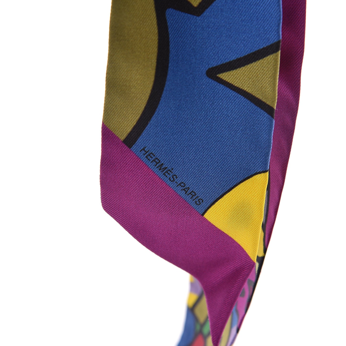 Silk Graff Graffiti Twilly Fuchsia Kaki Jaune