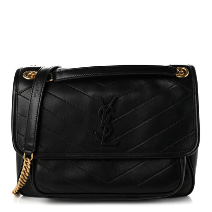 Saint Laurent Lambskin Matelasse Monogram Medium Niki Chain Satchel Black 1 of 10