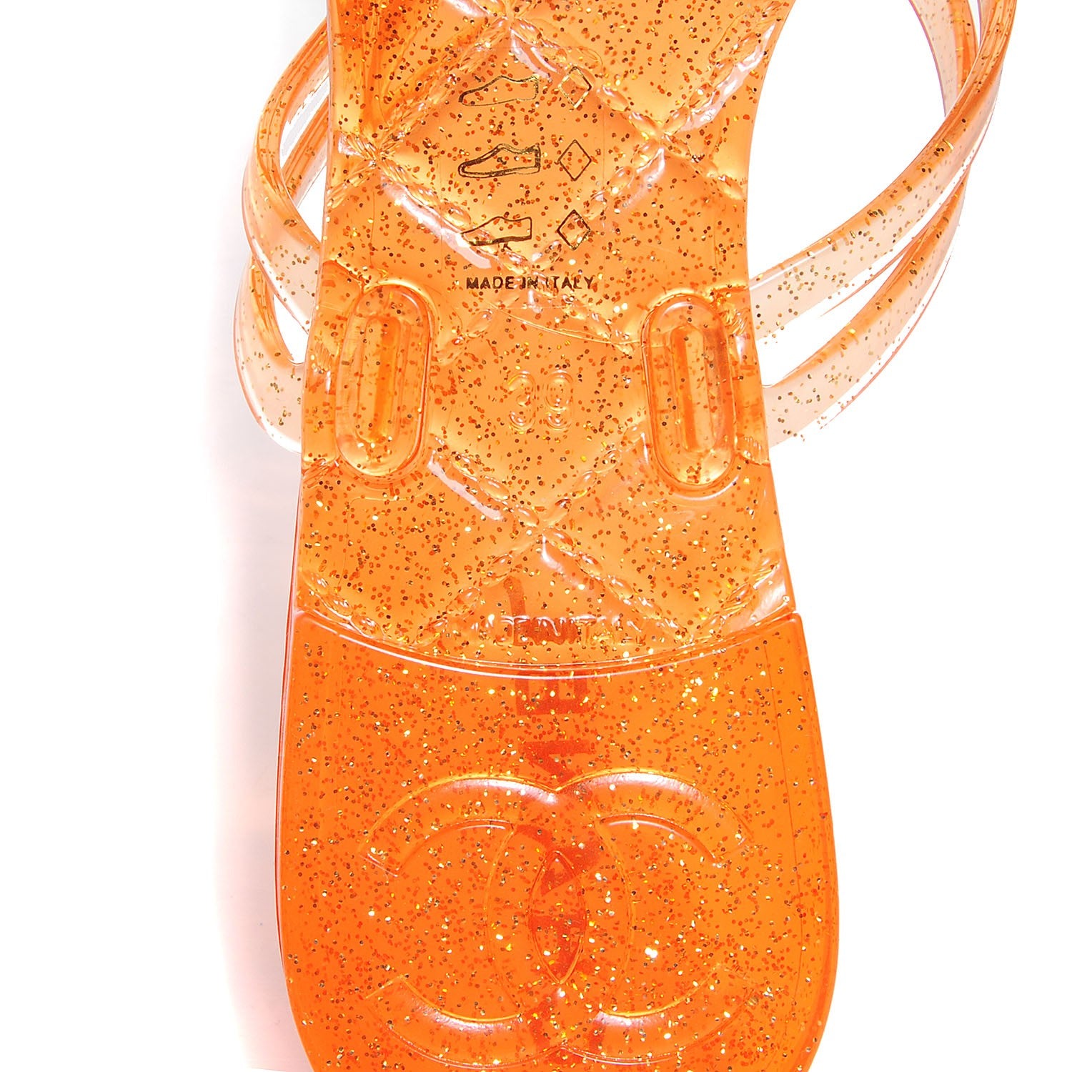 Chanel Jelly Camellia Glitter Thong Sandals 39 Orange 7 of 8