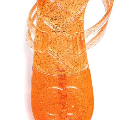 Chanel Jelly Camellia Glitter Thong Sandals 39 Orange 7 of 8