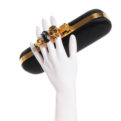 Alexander McQueen Satin Skull Knuckle Duster Box Clutch Black 2 of 8