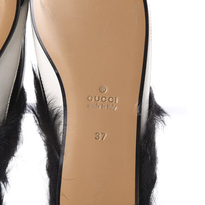 Gucci Malaga Kid Fur Zebra Inlay Womens Princetown Slippers 37 Mystic White Black 6 of 8