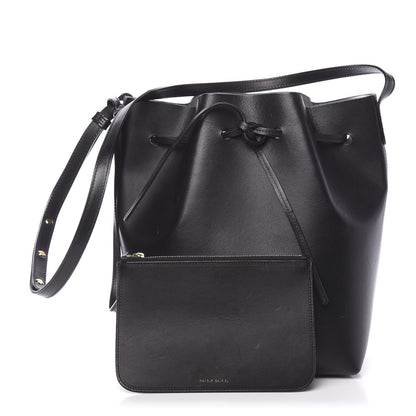 Mansur Gavriel Vegetable Tanned Calfskin Bucket Bag Black Argento 1 of 14