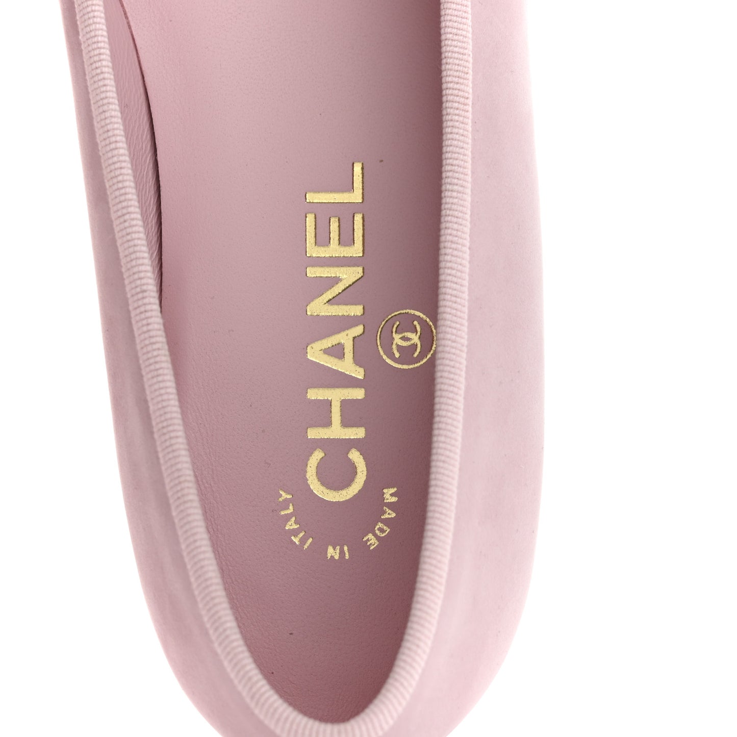 Suede Calfskin Cap Toe CC Ballerina Flats 38 Light Pink