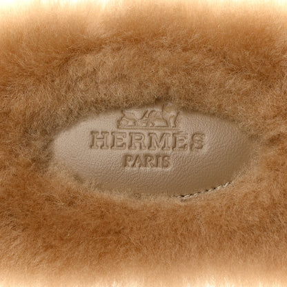 Hermes Woolskin Oran Sandals 39.5 Beige Argile 7 of 8