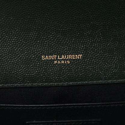 Saint Laurent Grain De Poudre Textured Mixed Matelasse Medium Triquilt Monogram Satchel Vert Fonce 7 of 11