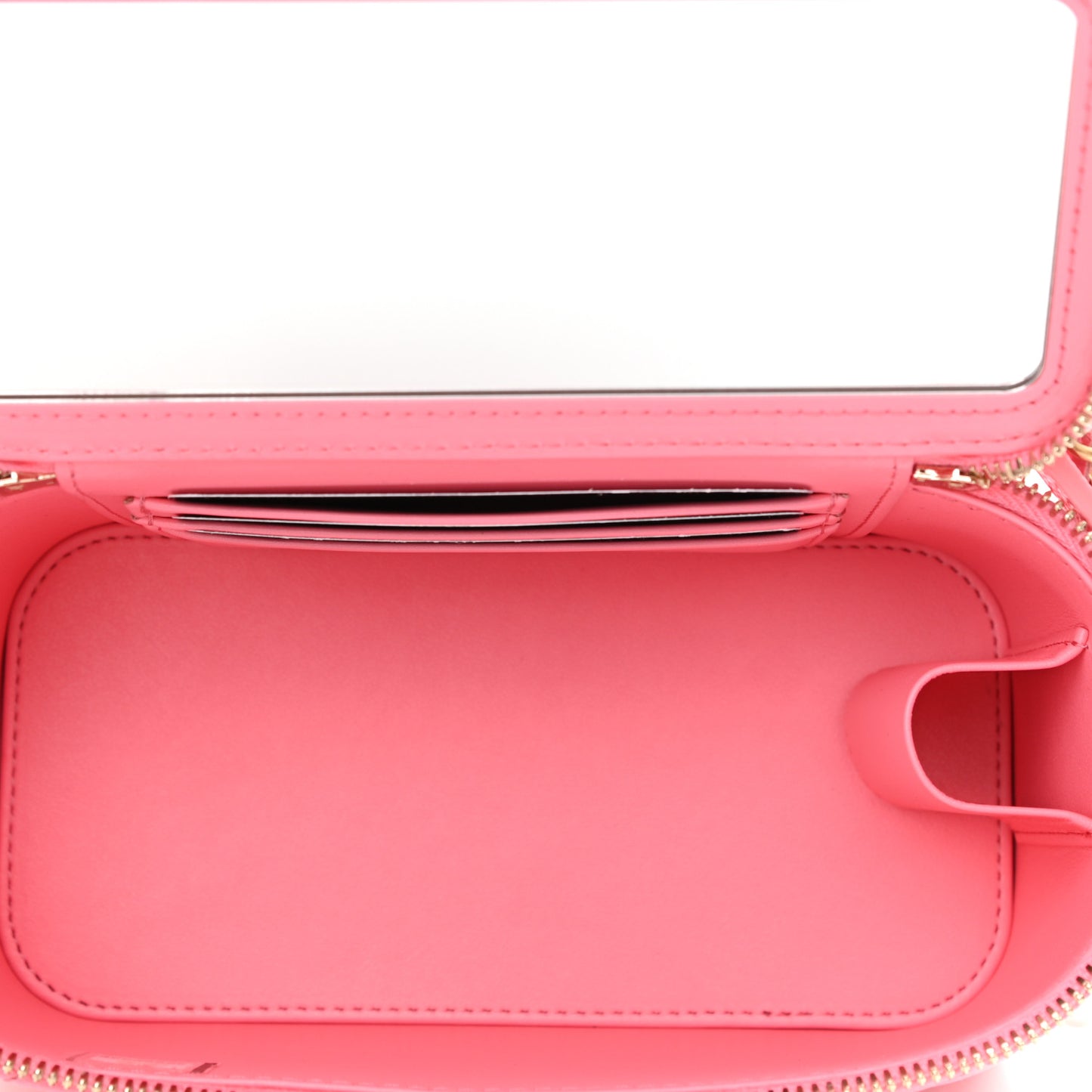 Shiny Caviar Quilted Pick Me Up Vanity Case Pink