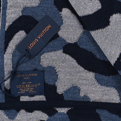 Louis Vuitton Wool Camouflage Scarf Navy 3 of 3