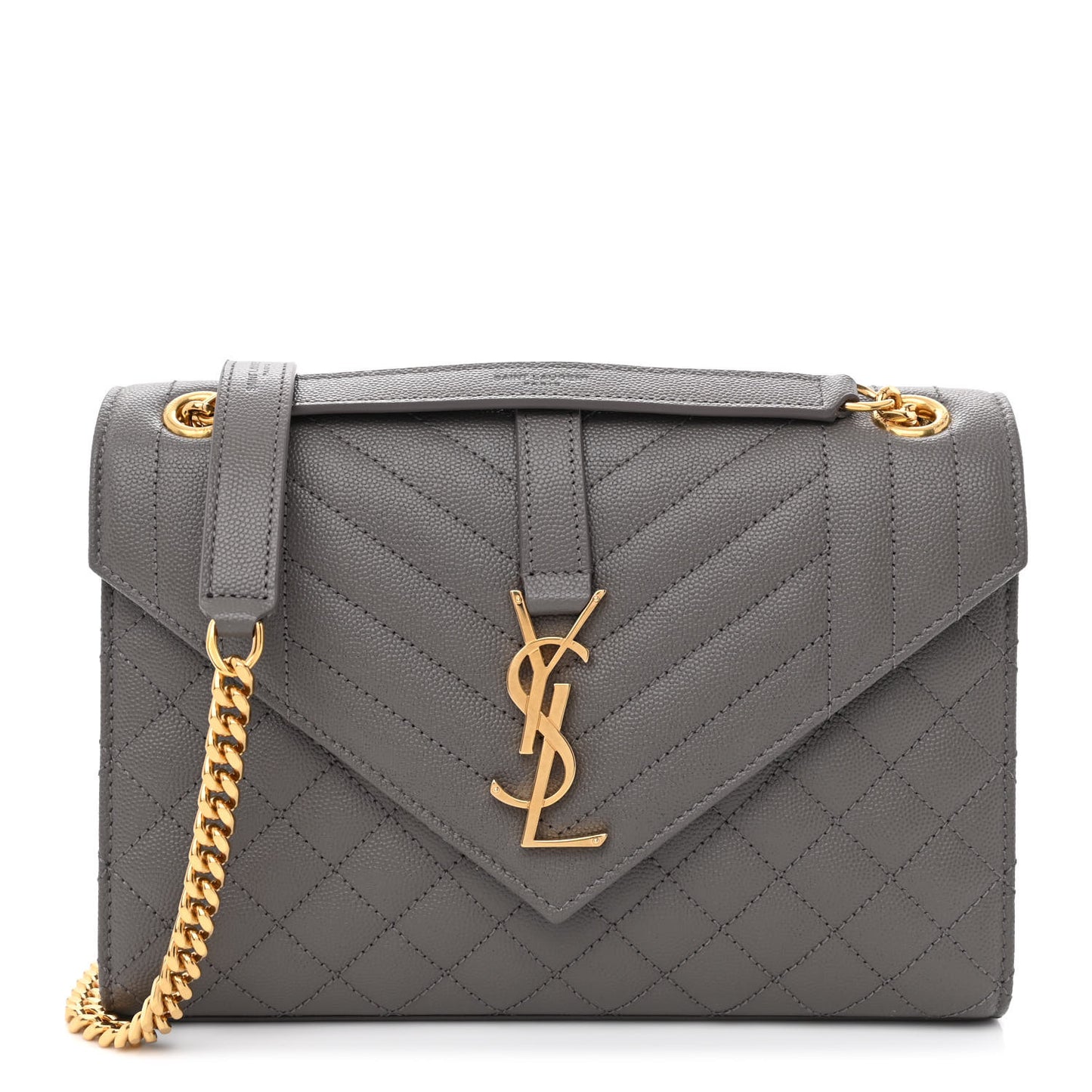 Grain De Poudre Textured Mixed Matelasse Medium Triquilt Monogram Satchel Earth