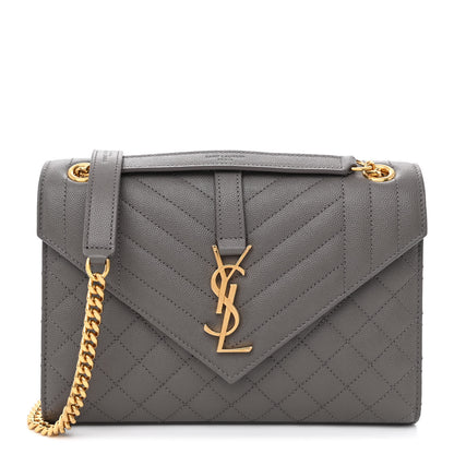 Saint Laurent Grain De Poudre Textured Mixed Matelasse Medium Triquilt Monogram Satchel Earth 1 of 10