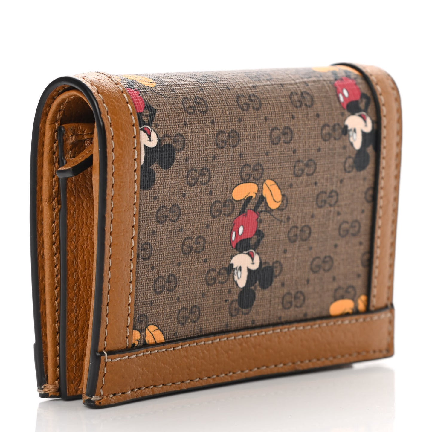 X DISNEY Mini Vintage GG Supreme Monogram Mickey Mouse Card Holder Wallet Beige Vintage Sun Oil