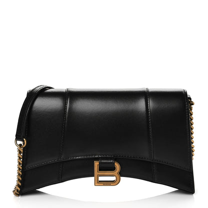 Balenciaga Shiny Box Calfskin Small Hourglass Evening Chain Bag Black 1 of 10