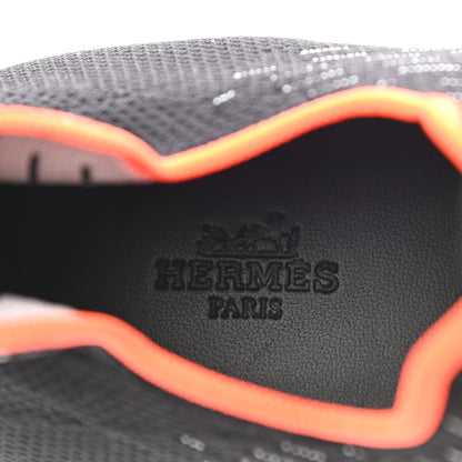 Hermes Technical Canvas Goatskin Womens Eclair Sneakers 39 Black 7 of 8