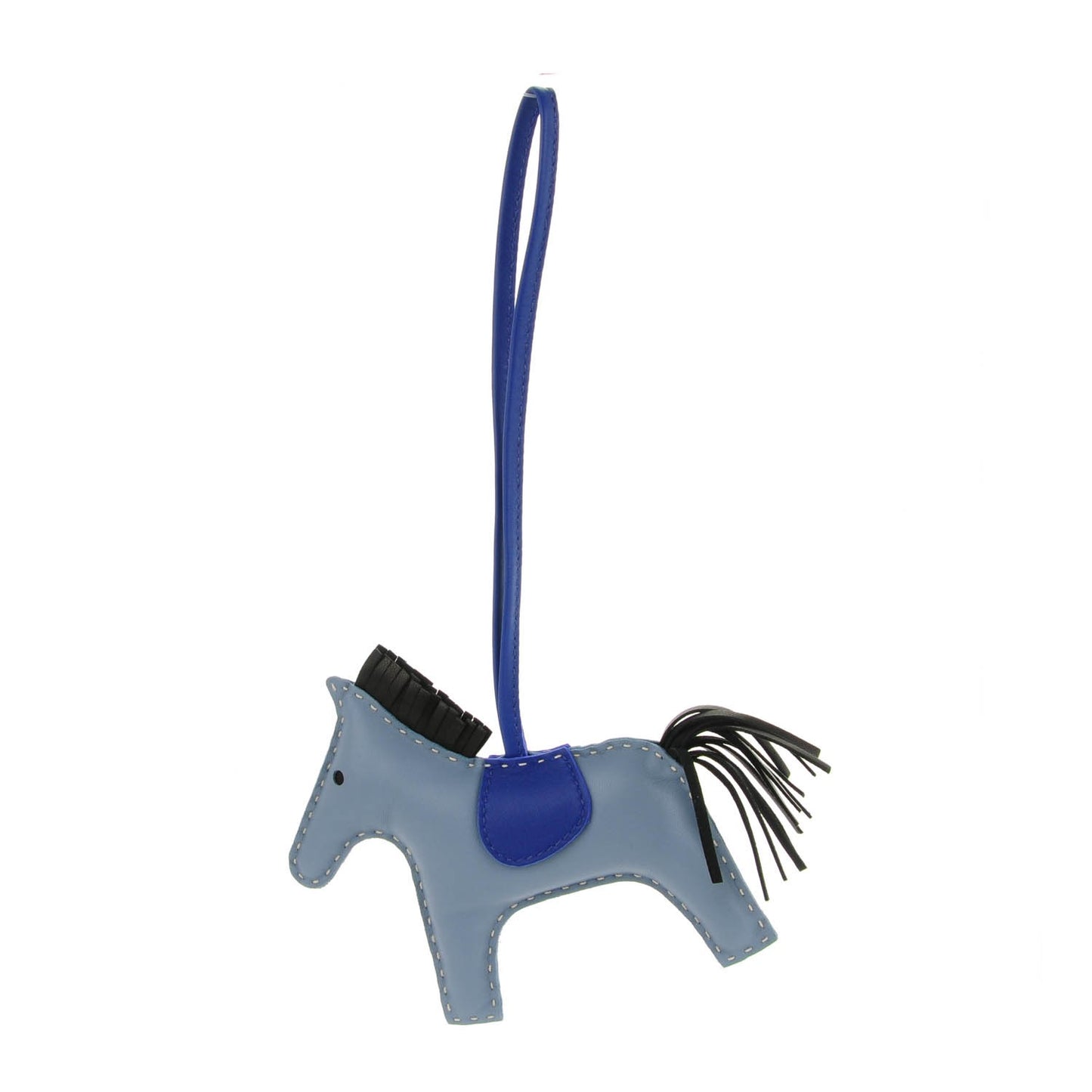 Milo Lambskin Grigri Rodeo Horse Bag Charm MM Bleu Lin Electrique Bleu Noir